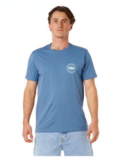 Rip Curl Blue Graphic Short Sleeve Crew Neck T-shirt for men