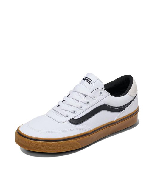 Vans White Brooklyn Ls Shoe | Low-top Sneakers For Everyday Wear for men