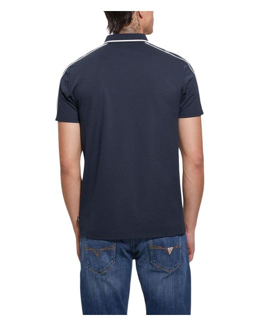 Guess Blue Short Sleeve Quattro G Tape Polo for men