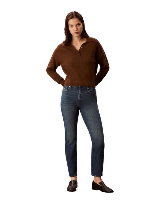 Calvin Klein Women's Blue High Rise Slim Fit Jeans