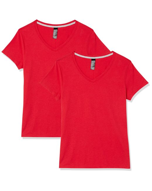 Hanes Red X-temp V-neck T-shirt-2 Pack