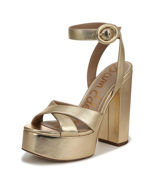 Sam Edelman Brown Savannah Heeled Sandal Amber Gold 6 M