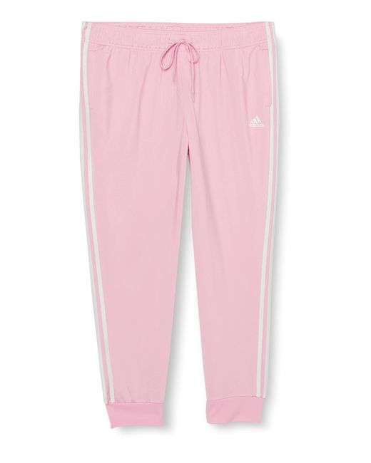 Adidas Pink Standard Essentials Warm-up Tapered 3-stripes Track Pants