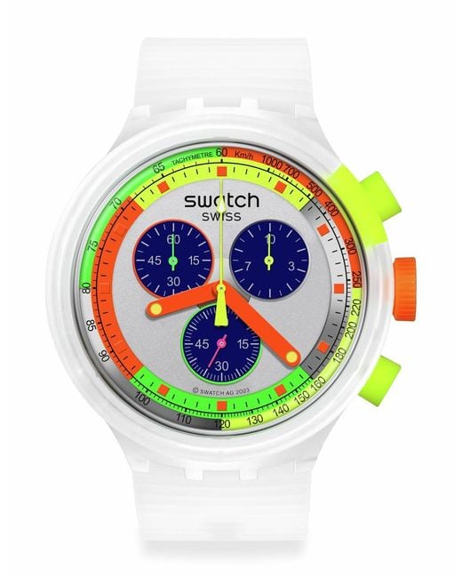 Swatch Green Casual Watch Transparent Quartz Plastic Neon Jelly
