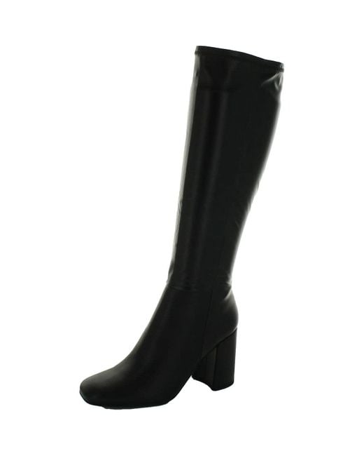 Steve Madden Black Lizah Square Toe Zipper Knee high Boots