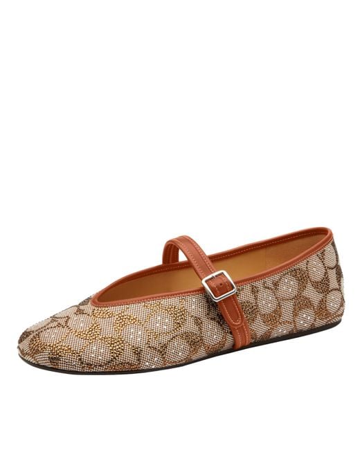 COACH Brown Mary Jane In Crystal Signature Jacquard