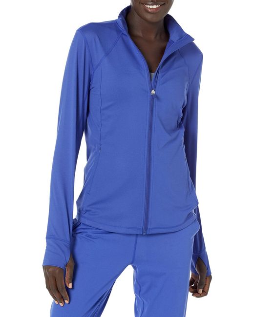 Amazon Essentials Blue Brushed Tech Stretch Full-zip Jacket