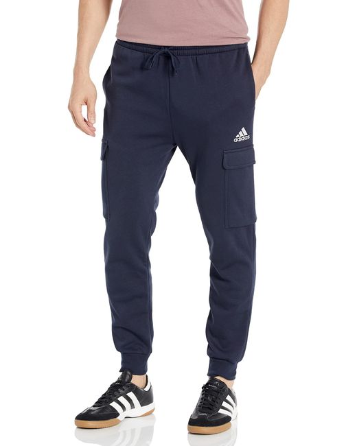 adidas Essentials Fleece Regular Tapered Cargo Pants in Blue for Men | Lyst
