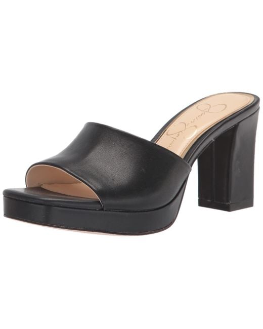 Jessica Simpson Leather Elyzza Slip On Platform Sandal Heeled in Black ...