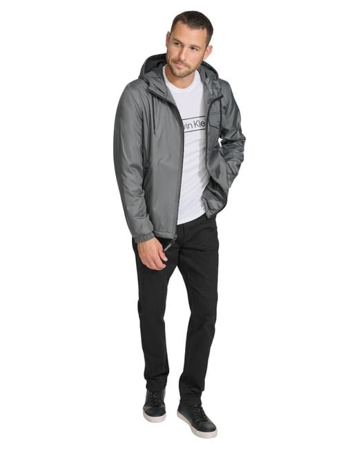 Calvin Klein Gray Lightweight Water Resistant Windbreaker Jacket for men