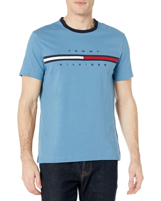 Tommy Hilfiger Blue Adaptive Logo Stripe T-shirt for men