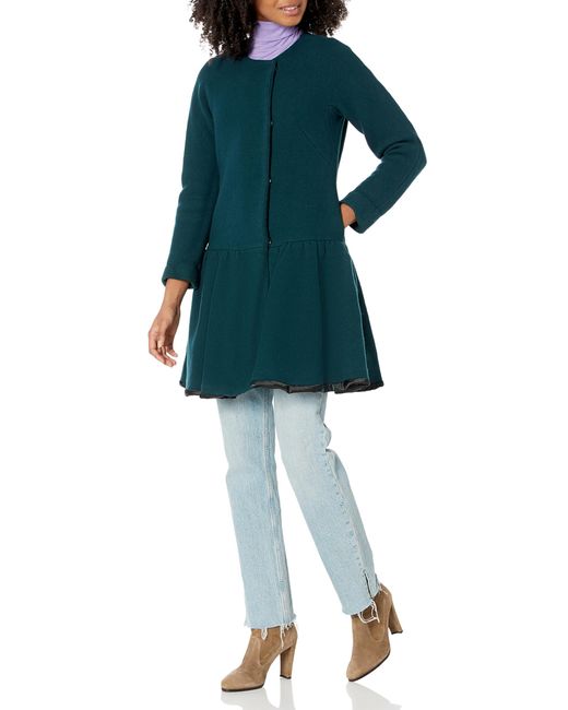 MILLY Blue Rent The Runway Pre-loved Wool Flounce Coat