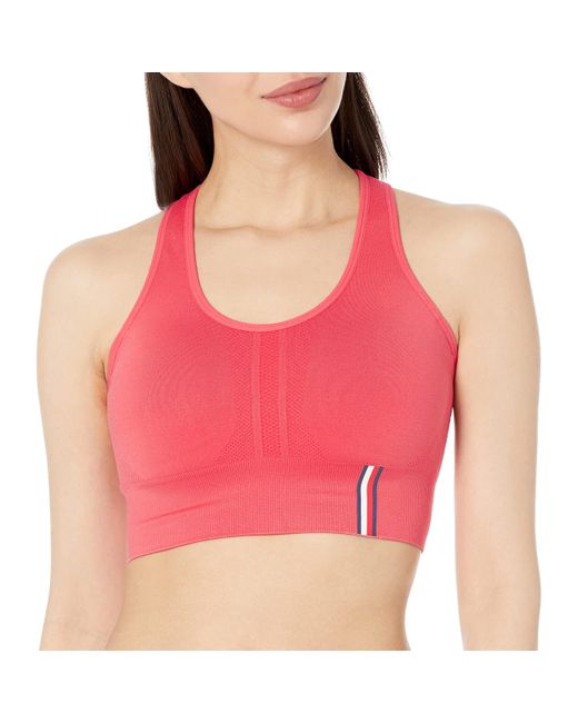 Tommy Hilfiger Medium Impact Long Line Seamless Fabric Sports Bra in Pink |  Lyst
