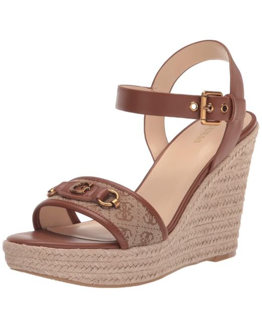 Guess Brown Hisley Espadrille Logo Wedges