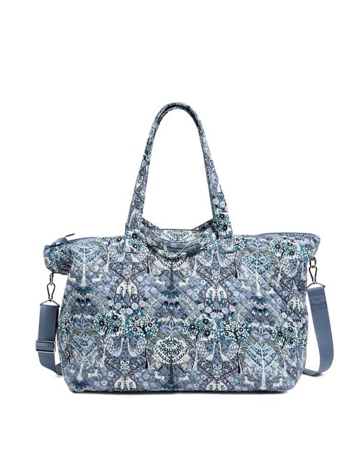 Vera Bradley Cotton Overnight Tote Travel Bag in Blue Lyst