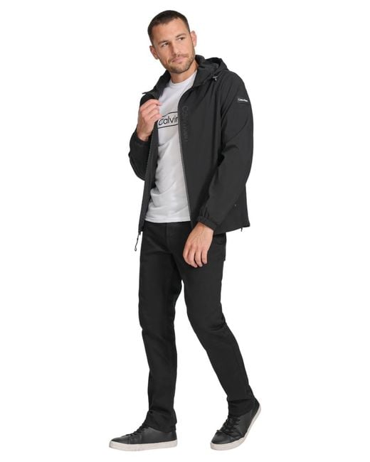 Calvin Klein Men's Black Performance Windbreaker Jacket With Adjustable Hood