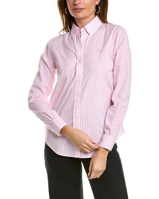 Brooks Brothers Pink Classic Fit Long Sleeve Non-iron Supima Cotton Stretch Blouse