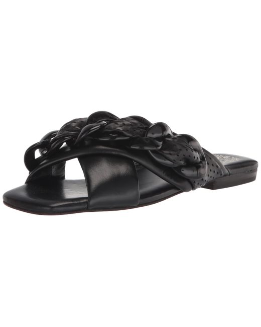 Vince Camuto Leather Azori Flat Sandal in Black - Lyst