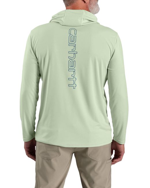 Carhartt Green Force Sun Defender Lightweight Long-sleeve Hooded Logo Graphic T-shirt for men