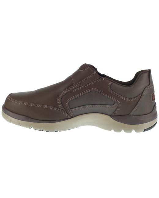 Rockport Brown Mens Kingstin Work Safety Toe Slip-on Oxford Industrial And Construction Shoes for men