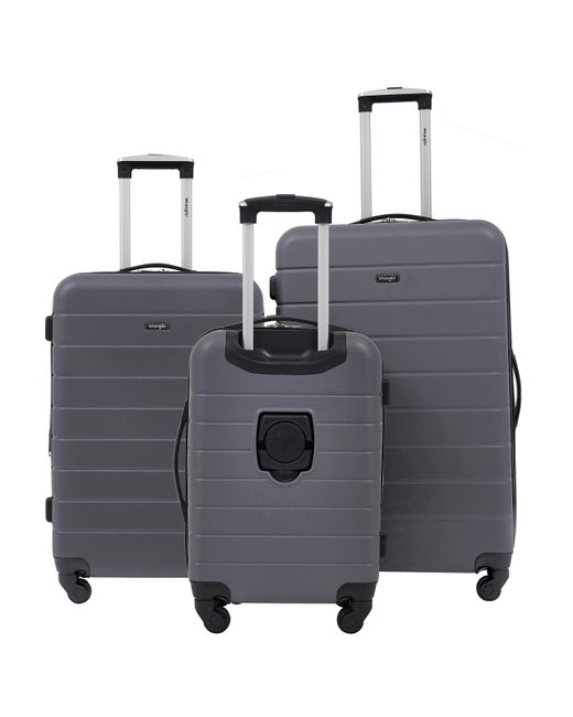 Wrangler Gray Smart Luggage Set With Cup Holder And Usb Port