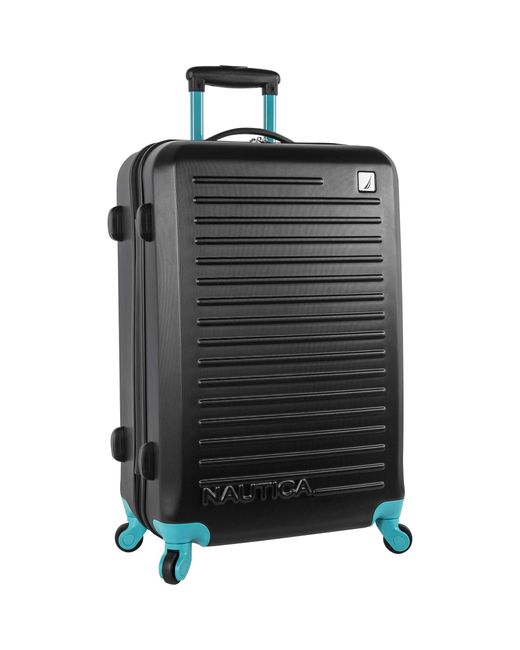 Nautica Black Hardside Spinner Wheels Luggage-28 Inch Expandable Large Suitcase