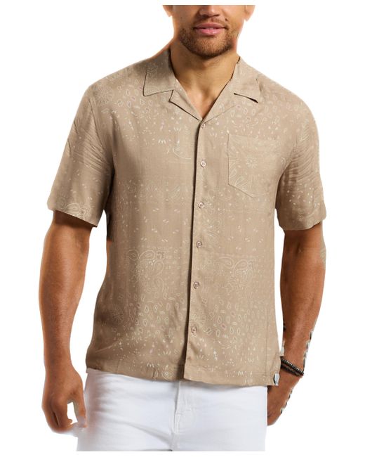 Buffalo David Bitton Brown Short Sleeve Printed Sandro Button Down Relaxed Shirt for men