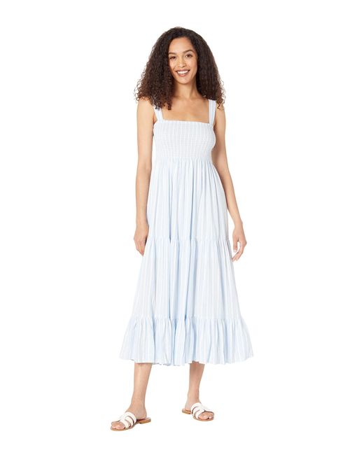 Tommy Hilfiger Tiered Striped Maxi Dress Casual in White | Lyst
