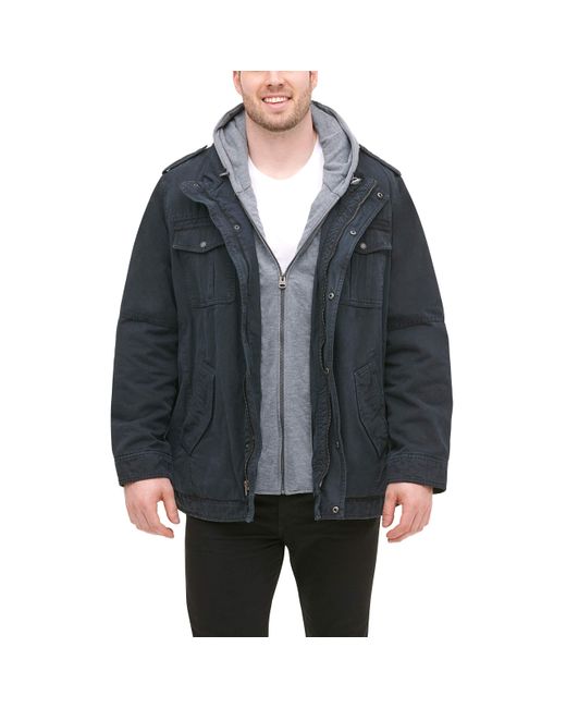 Levi's Mens Washed Cotton Hooded Military Jacket in Black for Men Lyst