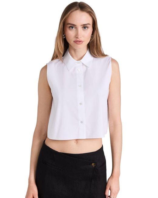 Theory White Fitted Sleeveless Shirt