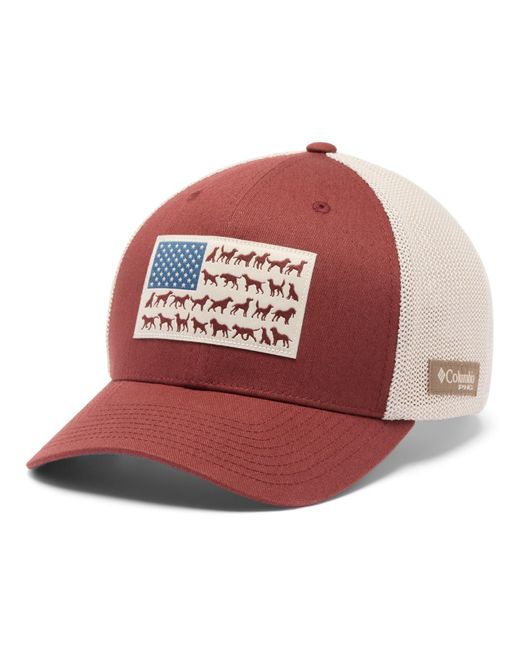 Columbia Red Phg Game Flag Mesh Ball Cap