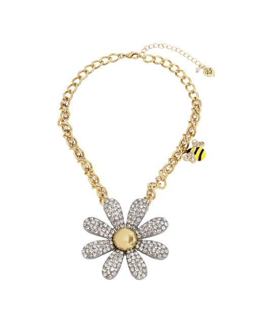Betsey Johnson Metallic S Daisy Pendant Necklace