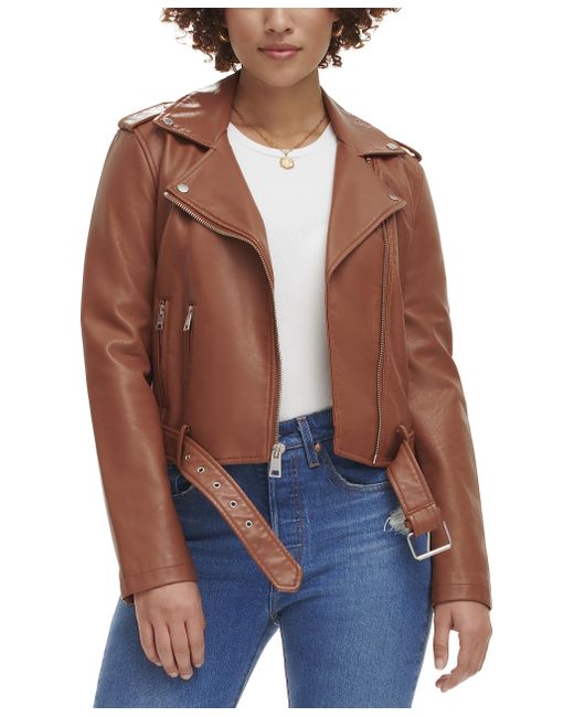 Levi's Brown Faux Leather Belted Motorcycle Jacket