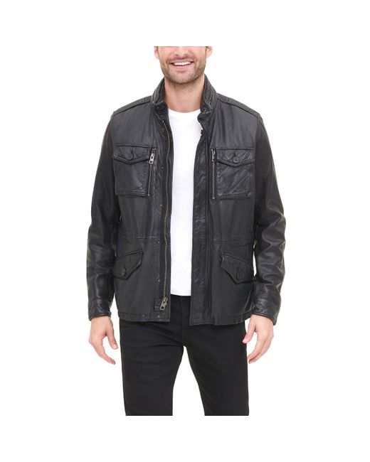 Tommy Hilfiger Smooth Lamb Leather Four Pocket Military Jacket in Black for  Men - Lyst
