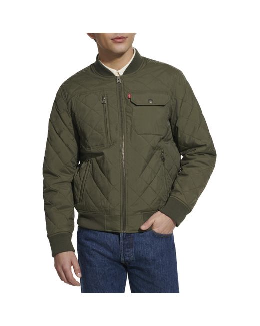 Levi's Green Diamond Quilted Bomber Jacket for men