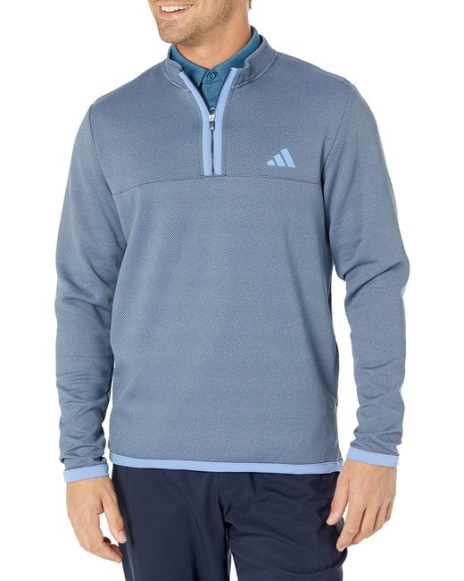 Adidas Blue Microdot Quarter Zip Pullover for men