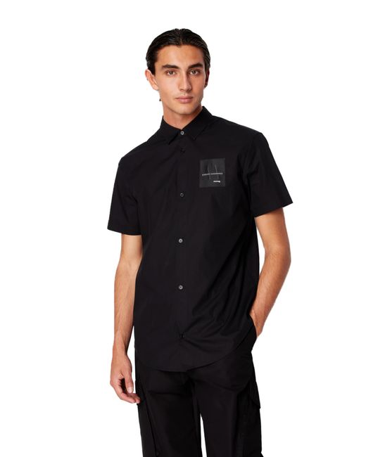 Emporio Armani Black A | X Armani Exchange Short Sleeve Limited Edition Mixmag Button Down Shirt. Regular Fit for men
