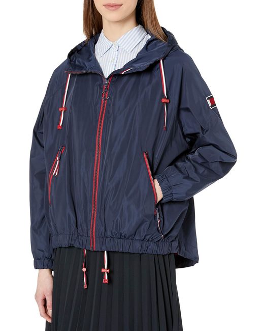 Tommy Hilfiger Blue Iconic Hooded Windbreaker Jacket