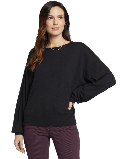 NYDJ Black Dolman Sleeve Boat Neck Sweater