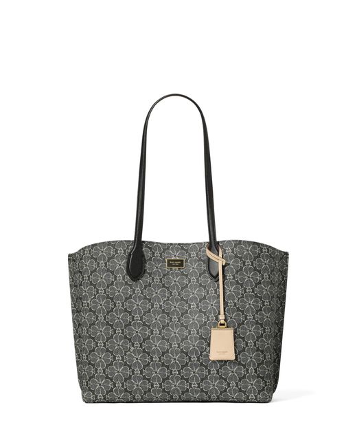 Kate Spade Black Suite Spade Flower Coated Canvas Large Work Tote
