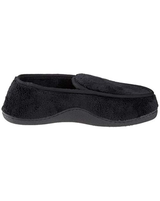 Large 9.5-10.5 Isotoner Mens Sherpa Black Lined Moccasin Slippers Shoes