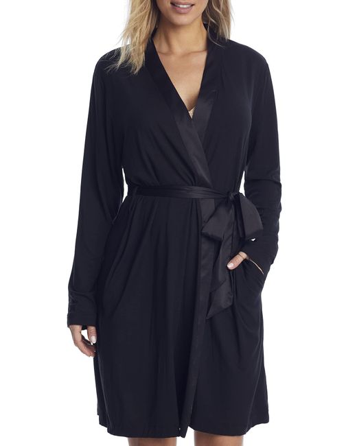 Calvin Klein Modal Satin Robe in Black | Lyst