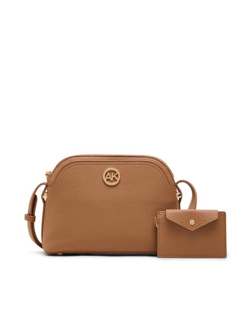 Anne Klein Brown Dome Crossbody With Detachable Card Case