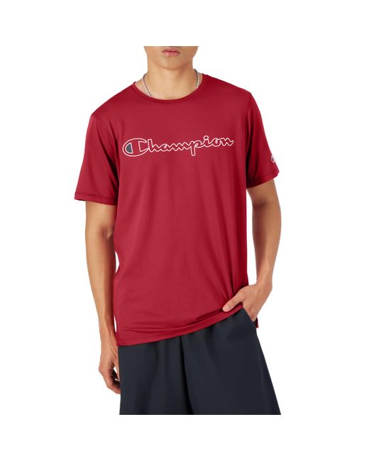 Champion , Mvp, Moisture Wicking, Anti Odor, Lightweight T-shirt For , Eclipse Red Outline Script, Xx-large for men