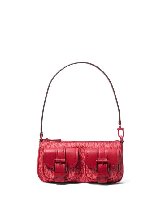 Michael Kors Red Sm Conv Pouchette Bag
