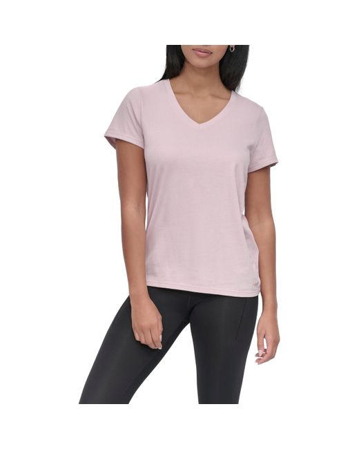 DKNY Pink Short Sleeve V-neck T-shirt