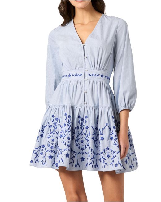 Shoshanna Blue Peonia Pinstripe Rory Dress