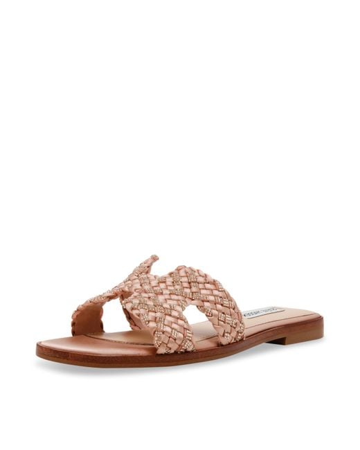 HADYN Tan Leather Women's Slide Sandals | Women's Designer Sandals