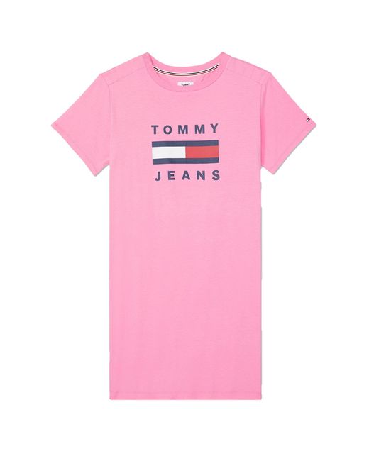 Tommy Hilfiger Adaptive Tommy Jeans T-shirt Dress in Pink | Lyst