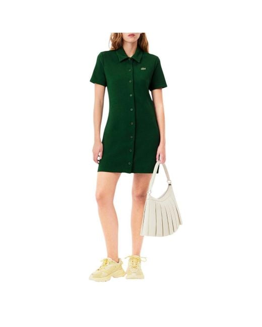 Lacoste Green Organic Cotton Buttoned Polo Dress